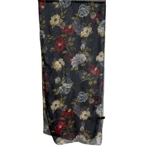 blue Floral elegant sheer scarf with vibrant color old money